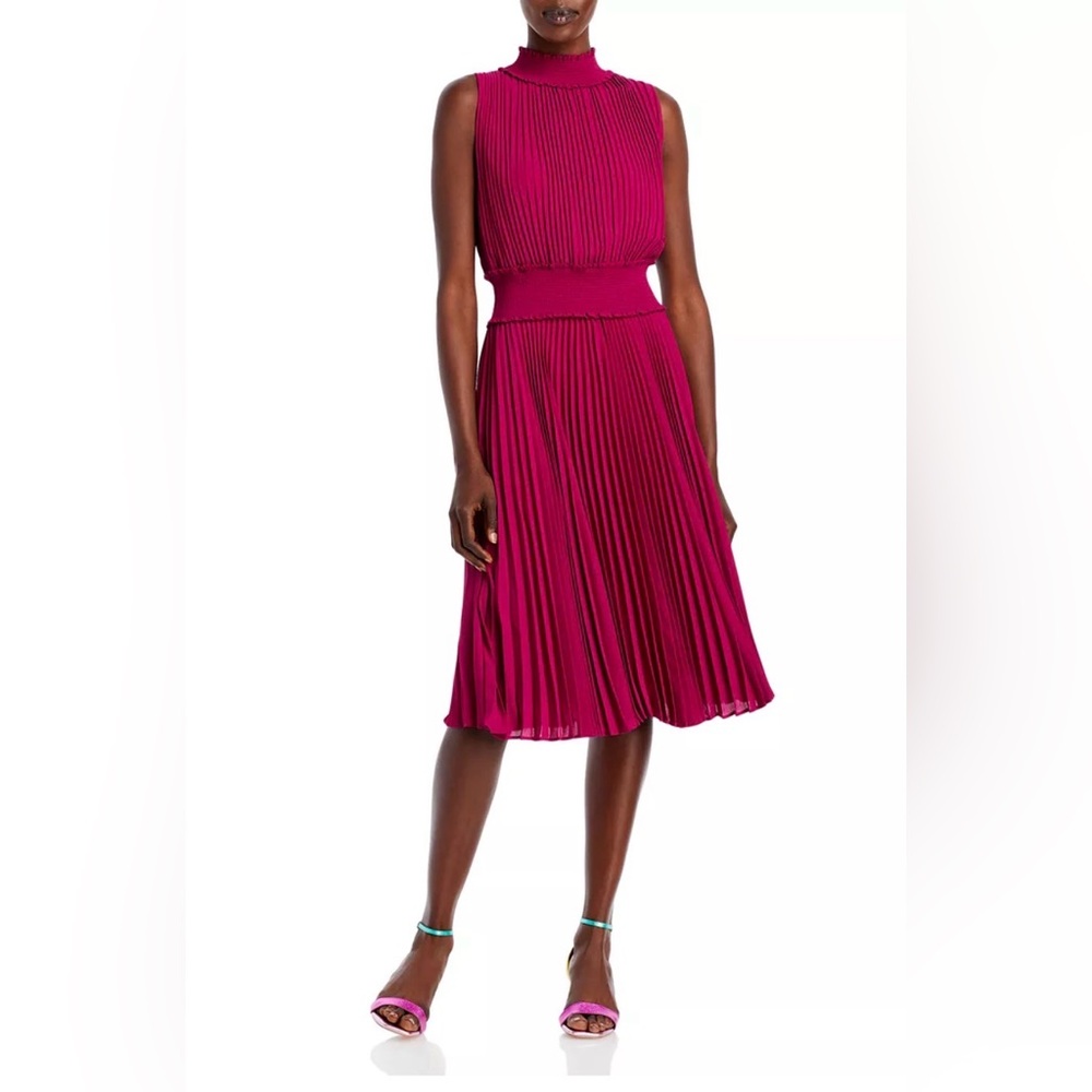 NWT Nanette Lepore Pleated Sleeveless Smocked Neck Waist Dress Size 4